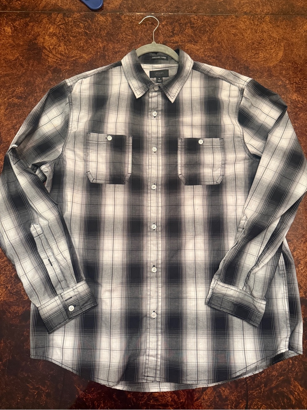 urban pipeline Black & White Plaid Long Sleeve Button-Up Shirt